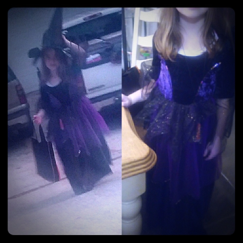 Little purple witch sparkly velvet tulle dress